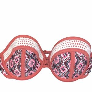 BIKINI Halter TOP Brown Boho Pattern